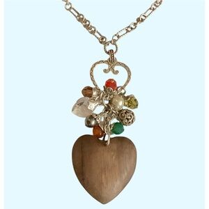 Brighton Silver Multicolored Charm Heart Pendant Necklace